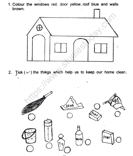 Cbse Class 1 Evs Shelter Worksheet